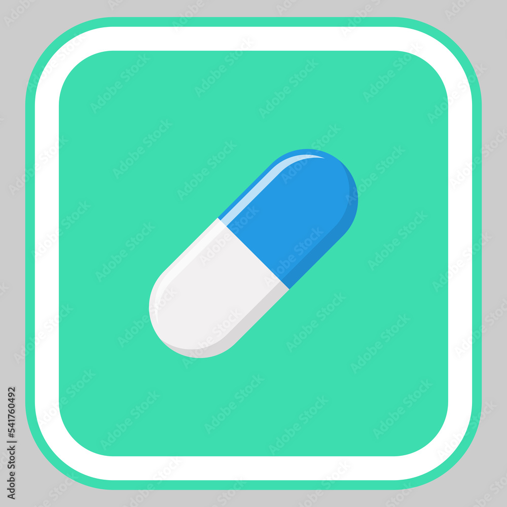 Blue Pill Capsule, Medicine, vector mark symbols green style. Isolated icon. Blue Pill Capsule, Medicine, vector mark symbols green style. Isolated icon.