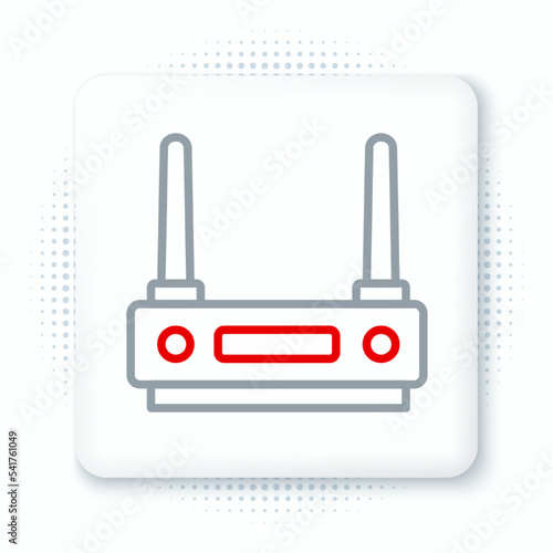 Line Router and wi-fi signal icon isolated on white background. Wireless ethernet modem router. Computer technology internet. Colorful outline concept. Vector