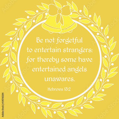 Golden card with Hebrews 13:2 verce
