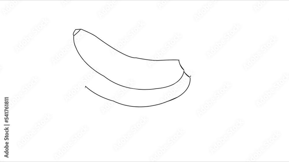 Draw Banana outline automatic animation 4K.  kid learning project.  best for making presentation and drawing assignment for teachers and students .Best graphic 4K animation resources video clip