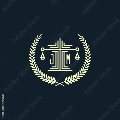 Initial JM  design for law, lawyer or law firm that can be used as logo or seal, logo vector, icon, illustration.eps