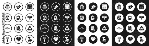 Set Dog and pills, Clipboard with medical clinical record pet, Bag of food for, Pet carry case, Collar name tag, Veterinary symbol, bed and icon. Vector