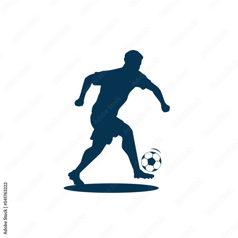 vector graphic of soccer player silhouette isolated on white background