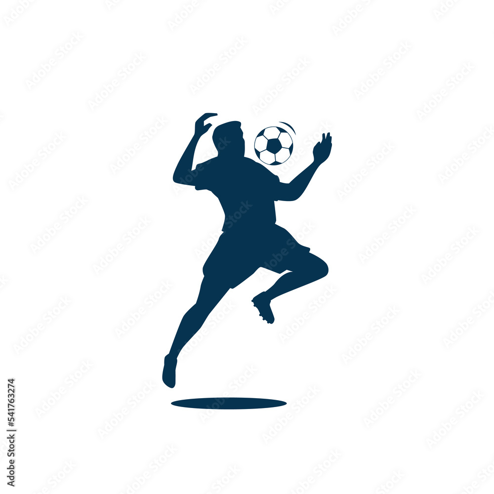 vector graphic of soccer player silhouette isolated on white background