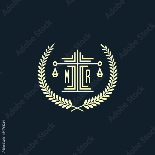 Initial MR  design for law, lawyer or law firm that can be used as logo or seal, logo vector, icon, illustration.eps