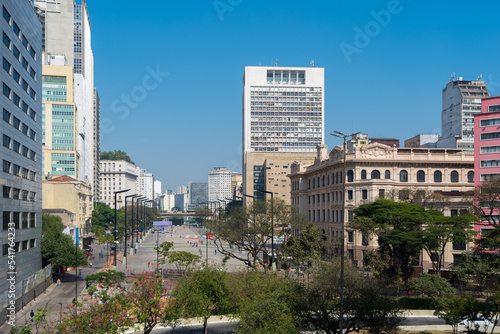 View of Anhangabau Valley in Sao Paulo City Downtown