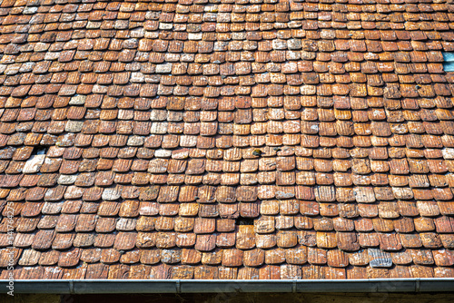 Clay Shingles on a Roof in Alsace  France