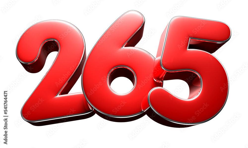 Number 265 red 3D illustration. Advertising signs. Product design. Product sales. Number 265 red 3D illustration. Advertising signs. Product design. Product sales.
