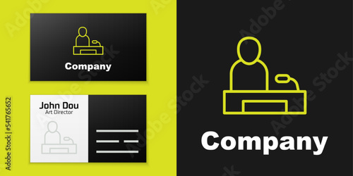 Logotype line Television report icon isolated on black background. TV news. Logo design template element. Vector