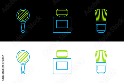 Set line Shaving brush, Hand mirror and Aftershave icon. Vector