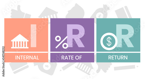 IRR - internal rate of return. acronym business concept. vector illustration concept with keywords and icons. lettering illustration with icons for web banner, flyer, landing page, presentation