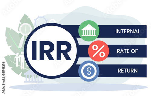 IRR - internal rate of return. acronym business concept. vector illustration concept with keywords and icons. lettering illustration with icons for web banner, flyer, landing page, presentation