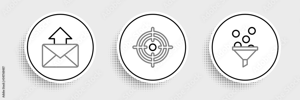 Set line Lead management, Mail and e-mail and Target icon. Vector Set line Lead management, Mail and e-mail and Target icon. Vector