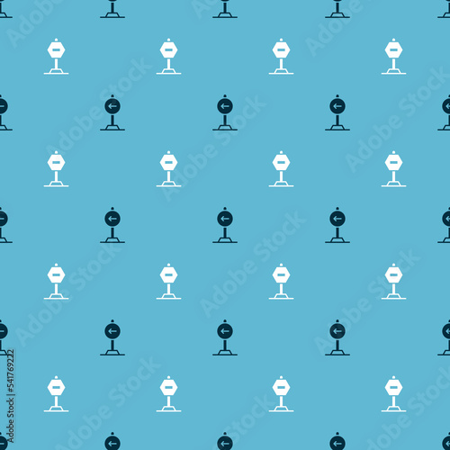 Set Traffic sign turn left and Stop on seamless pattern. Vector