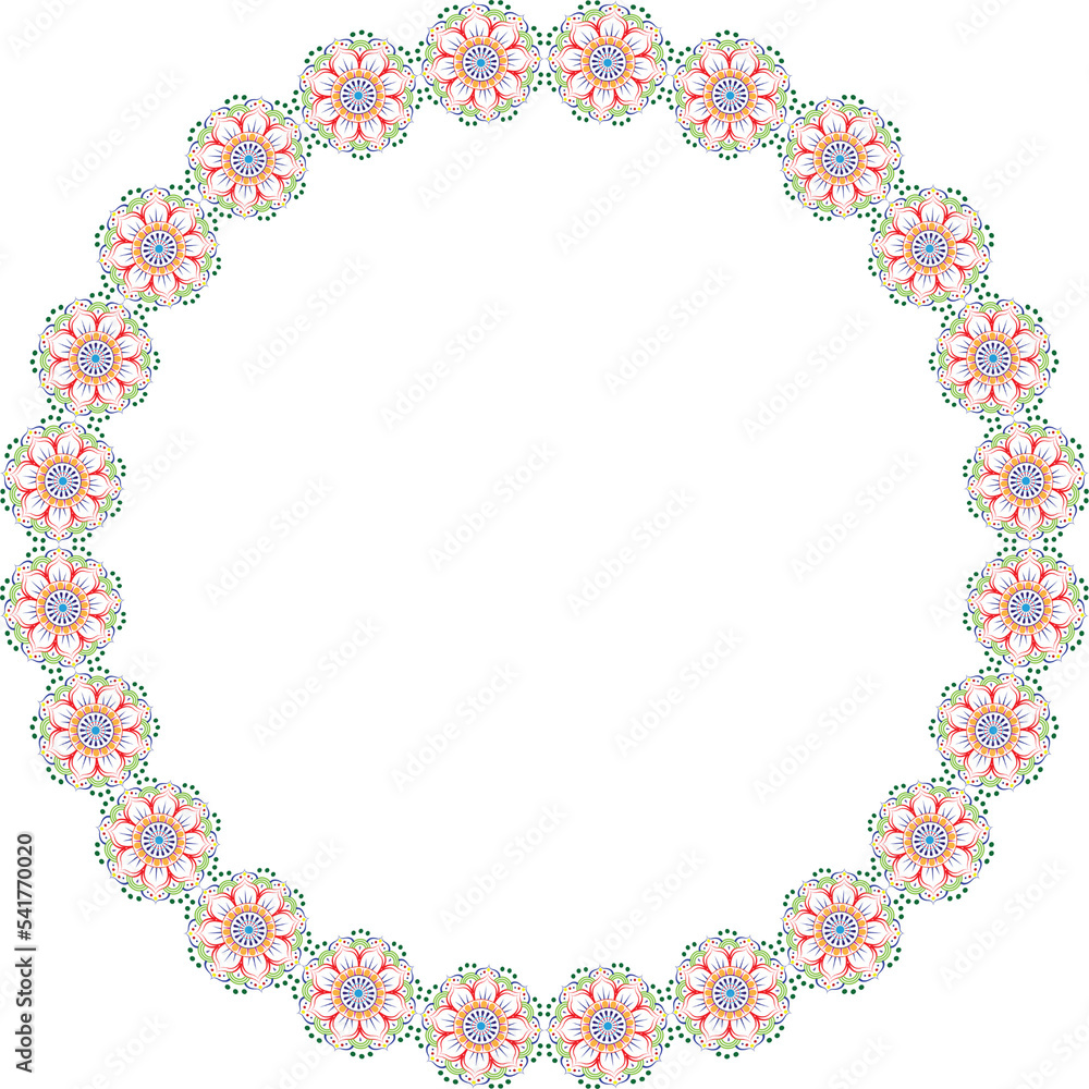 Beautiful illustration of a decorative ornament abstract colorful floral frame with golden ornament confetti with floral elements for wedding and birthday and festival
