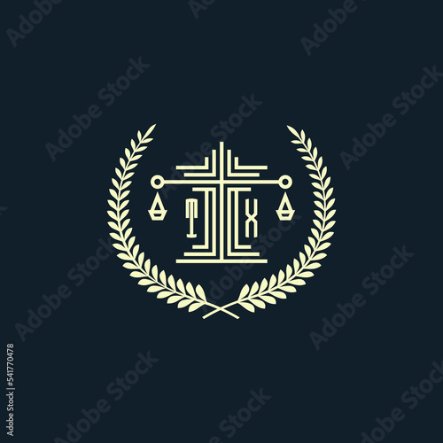 Initial TX  design for law, lawyer or law firm that can be used as logo or seal, logo vector, icon, illustration.eps