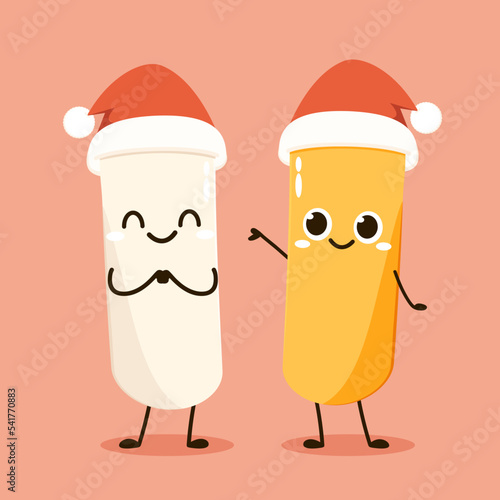 Cute Tteokbokki noodle cartoon. Korean street food. simple vector logo sausage. Tteokbokki is korean food.