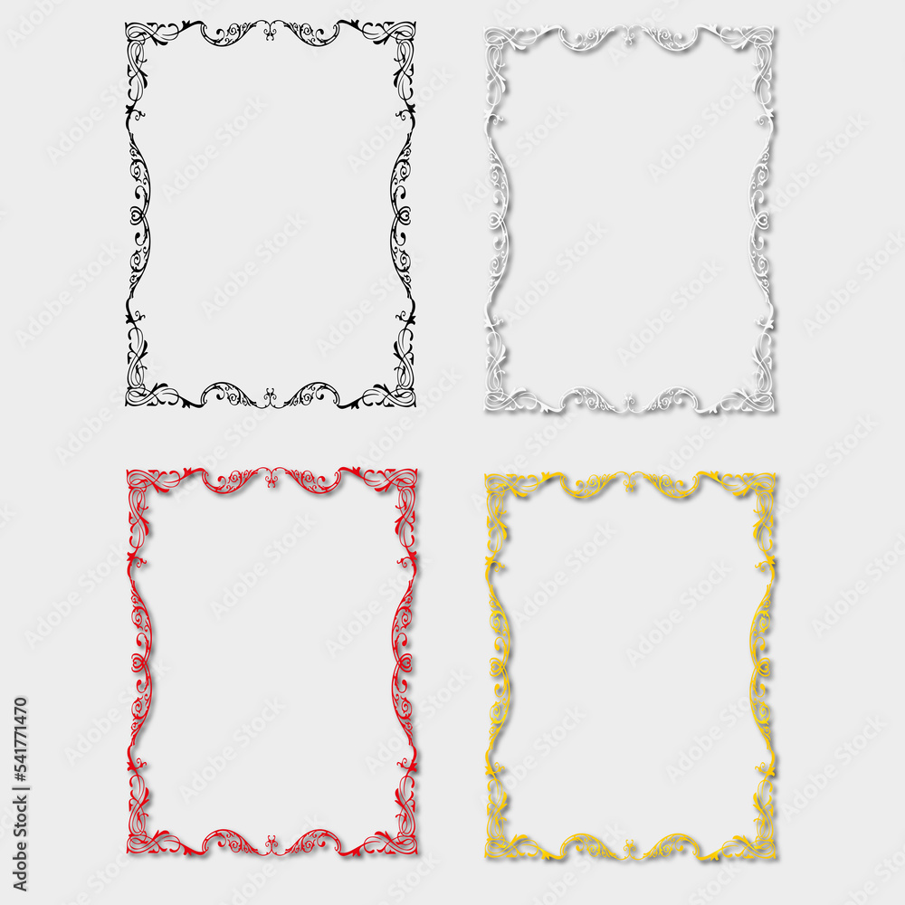 set of multi-colored frames, in the style of an ornament set of multi-colored frames, in the style of an ornament
