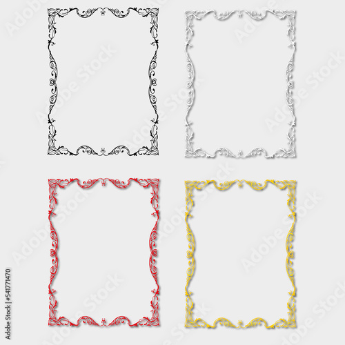 set of multi-colored frames, in the style of an ornament