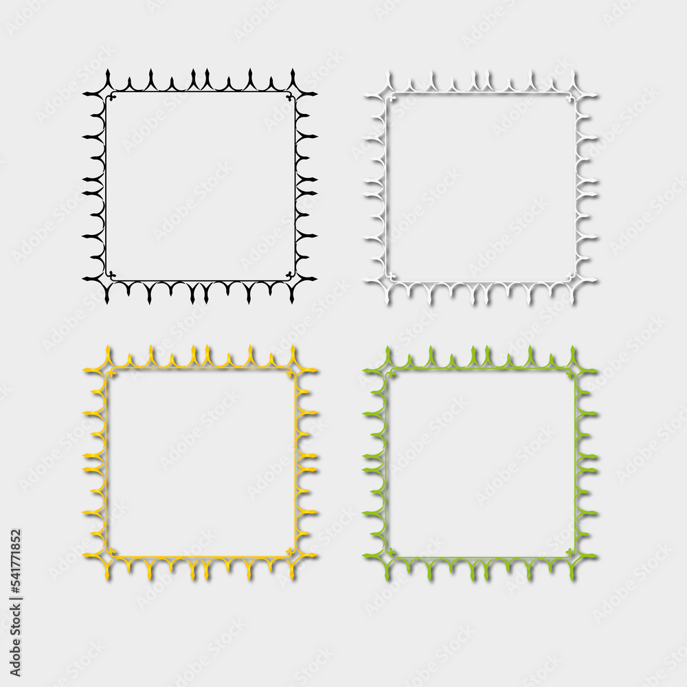 set of multi-colored frames, in the style of an ornament set of multi-colored frames, in the style of an ornament
