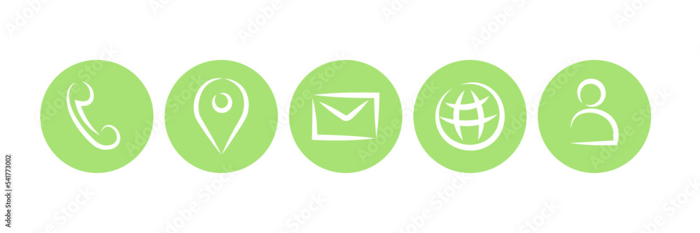 Zielone ikony kontakt - obrazy, fototapety, plakaty 