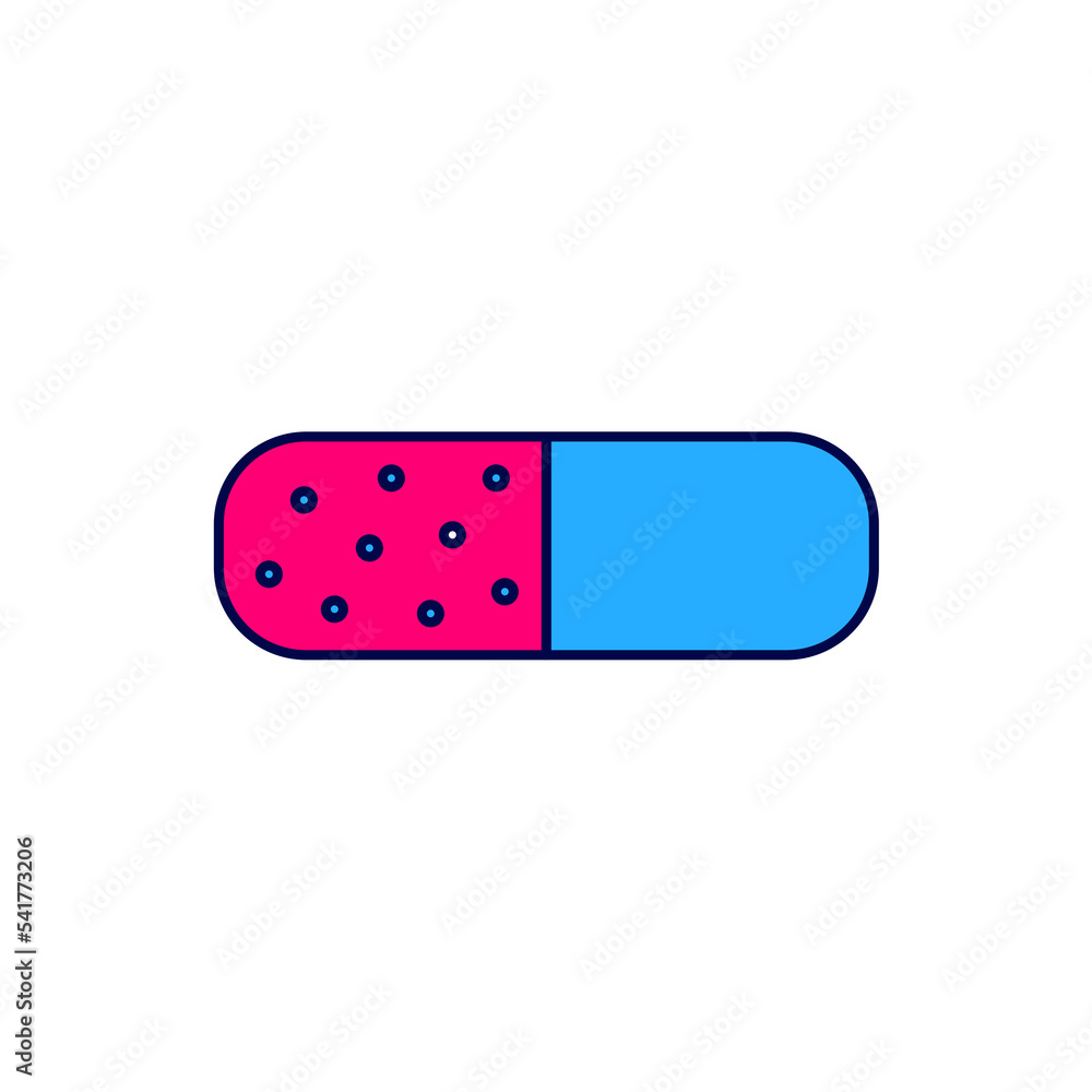 Filled outline Vitamin complex of pill capsule icon isolated on white background. Healthy lifestyle. Vector Filled outline Vitamin complex of pill capsule icon isolated on white background. Healthy lifestyle. Vector