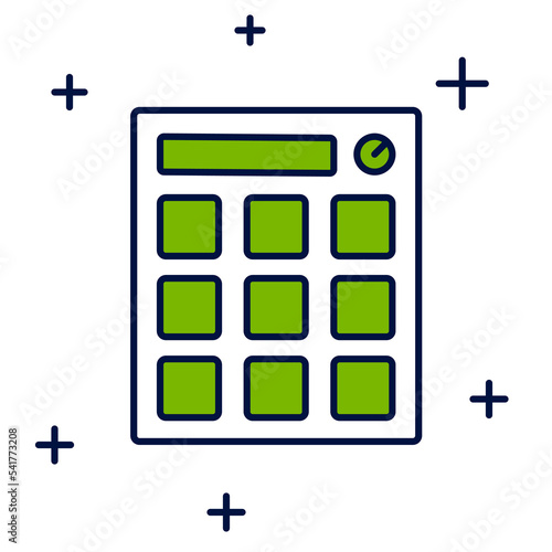 Filled outline Drum machine music producer equipment icon isolated on white background. Vector