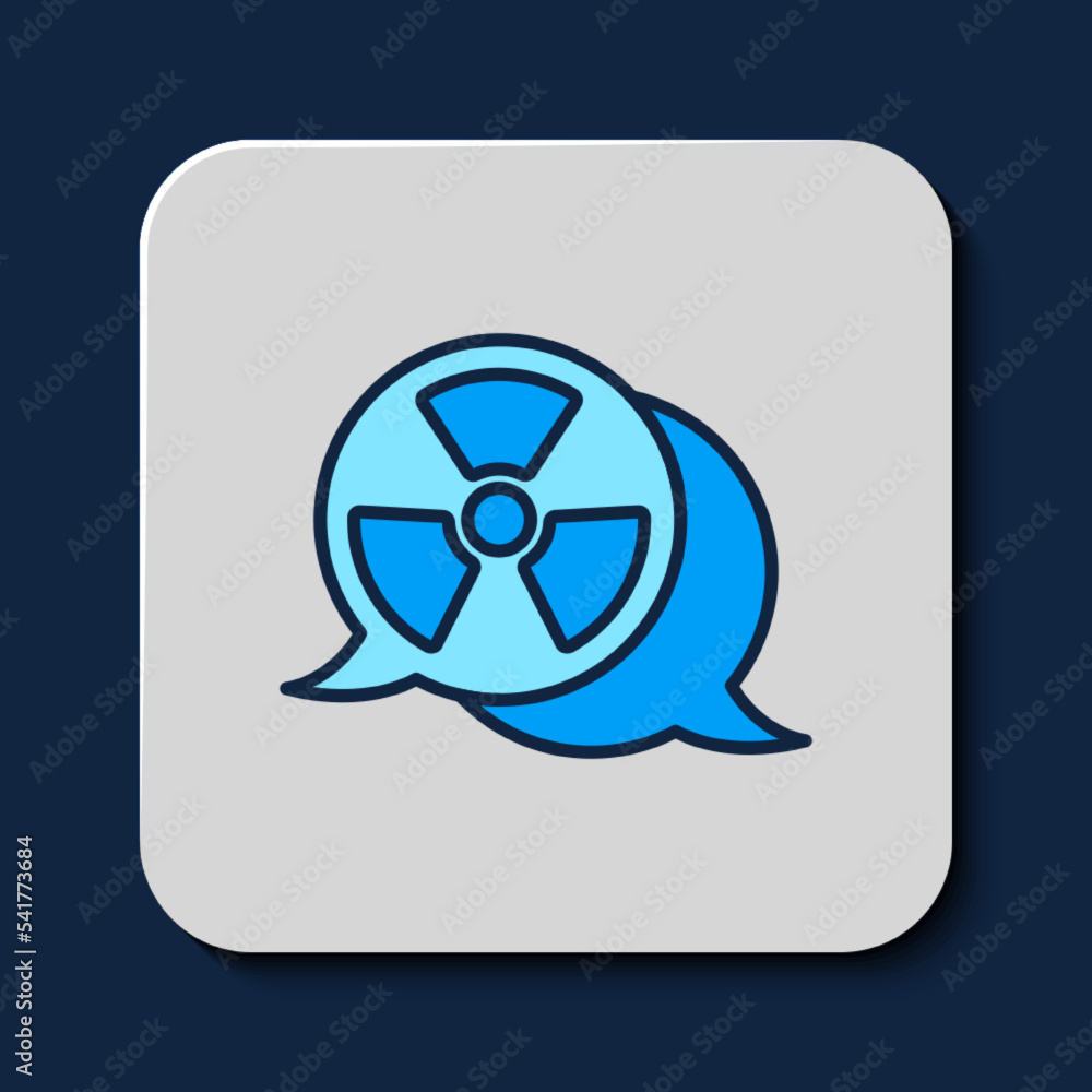 Filled outline Radioactive icon isolated on blue background. Radioactive toxic symbol. Radiation Hazard sign. Vector Filled outline Radioactive icon isolated on blue background. Radioactive toxic symbol. Radiation Hazard sign. Vector