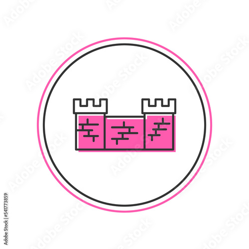 Filled outline Great wall of China icon isolated on white background. Vector