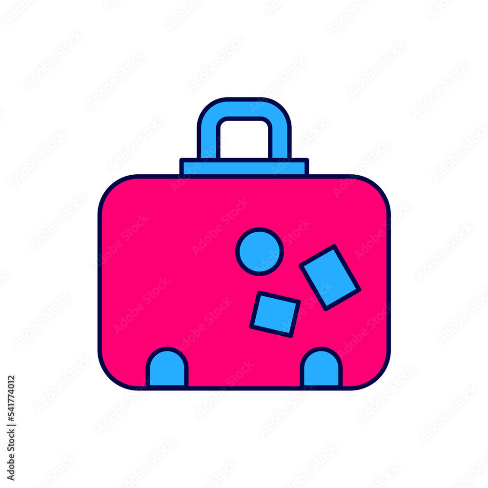 Filled outline Suitcase for travel icon isolated on white background. Traveling baggage sign. Travel luggage icon. Vector Filled outline Suitcase for travel icon isolated on white background. Traveling baggage sign. Travel luggage icon. Vector