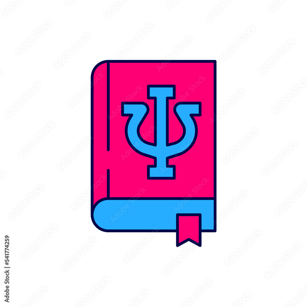 Filled outline Psychology book icon isolated on white background. Psi symbol. Mental health concept, psychoanalysis analysis and psychotherapy. Vector Filled outline Psychology book icon isolated on white background. Psi symbol. Mental health concept, psychoanalysis analysis and psychotherapy. Vector