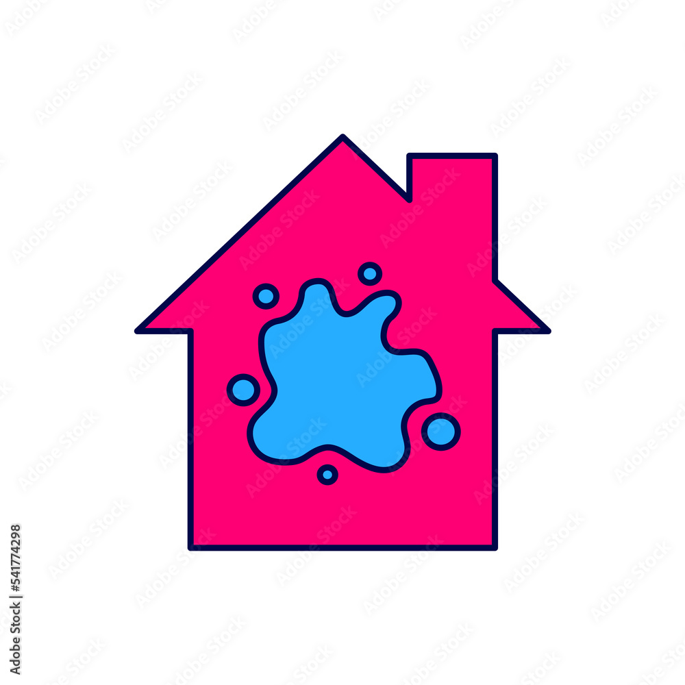 Filled outline Painting the house icon isolated on white background. Vector