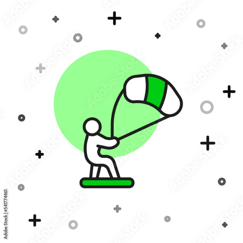 Filled outline Kitesurfing icon isolated on white background. Vector