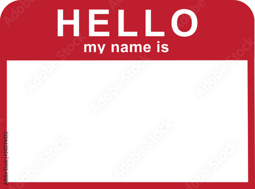 hello my name is sticker tag vector