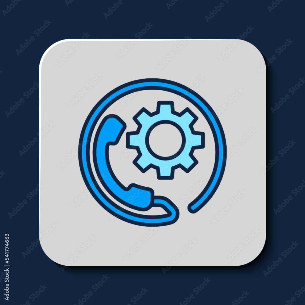 Filled outline Telephone 24 hours support icon isolated on blue background. All-day customer support call-center. Full time call services. Vector Filled outline Telephone 24 hours support icon isolated on blue background. All-day customer support call-center. Full time call services. Vector
