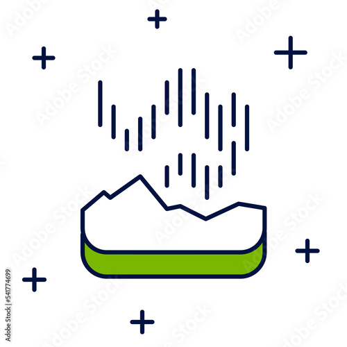 Filled outline Northern lights icon isolated on white background. Vector