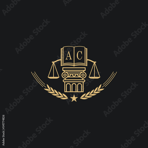 Initial AC  advocacy law or lawyer vector icon stock illustration