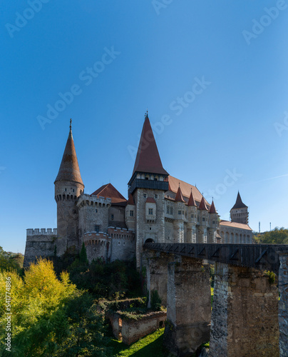 view of the landmark 15th-century Corvin Castle in Hunedoara in Transylvania © makasana photo