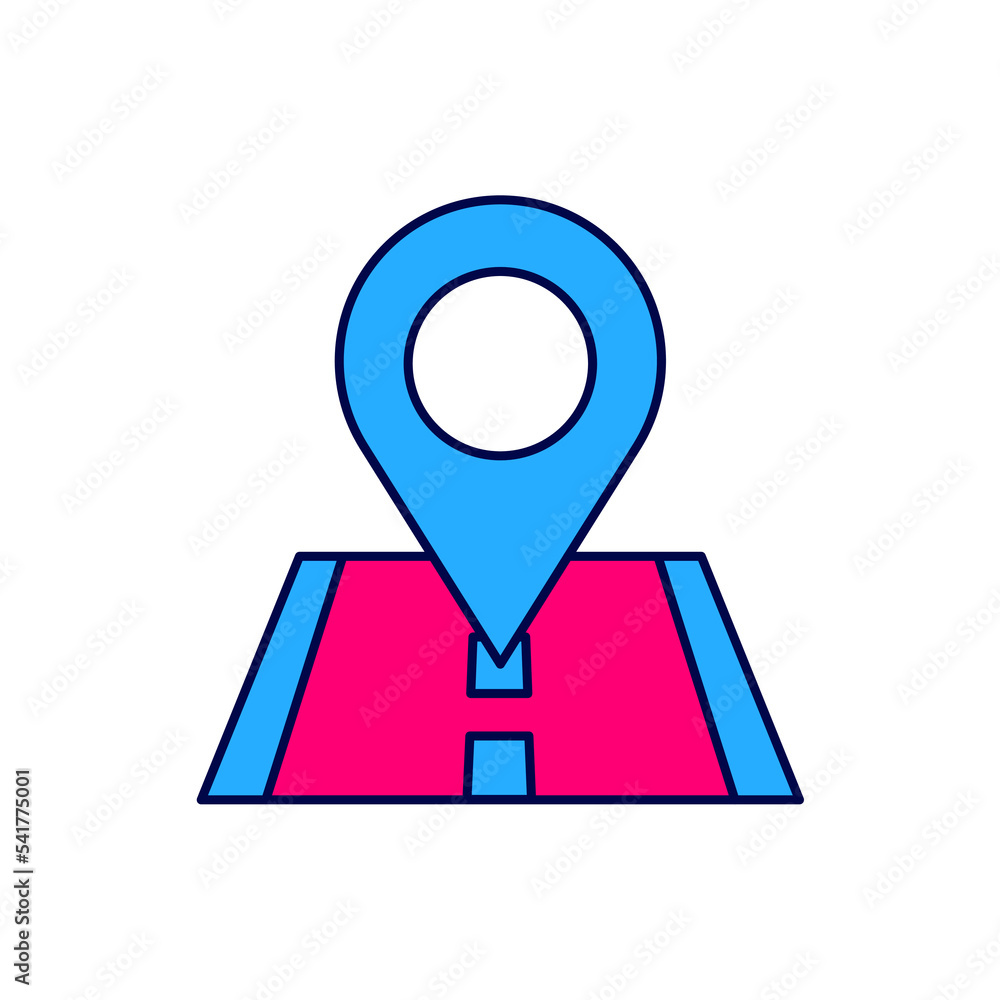 Filled outline Map pin icon isolated on white background. Navigation, pointer, location, map, gps, direction, place, compass, search concept. Vector Filled outline Map pin icon isolated on white background. Navigation, pointer, location, map, gps, direction, place, compass, search concept. Vector