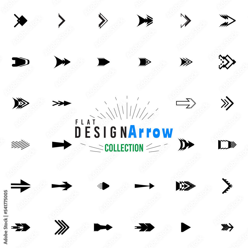 Naklejka premium Set arrow icons. vector Collection different arrows sign. Set different cursor arrow direction symbols in flat style.