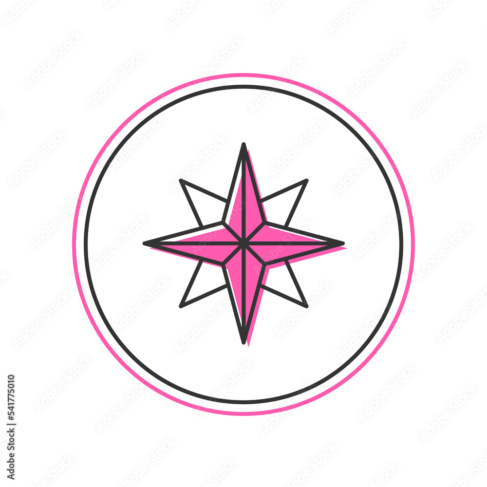 Filled outline Wind rose icon isolated on white background. Compass icon for travel. Navigation design. Vector Filled outline Wind rose icon isolated on white background. Compass icon for travel. Navigation design. Vector