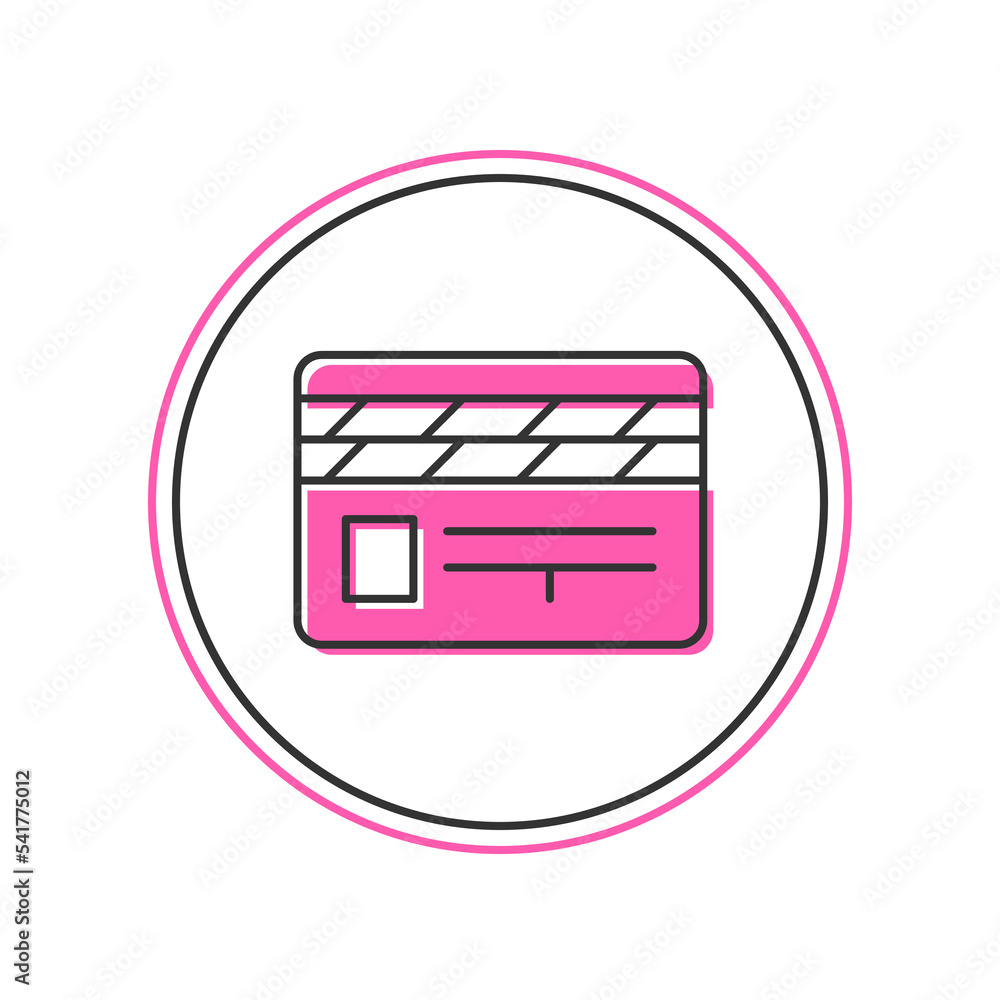 Filled outline Movie clapper icon isolated on white background. Film clapper board. Clapperboard sign. Cinema production or media industry. Vector Filled outline Movie clapper icon isolated on white background. Film clapper board. Clapperboard sign. Cinema production or media industry. Vector