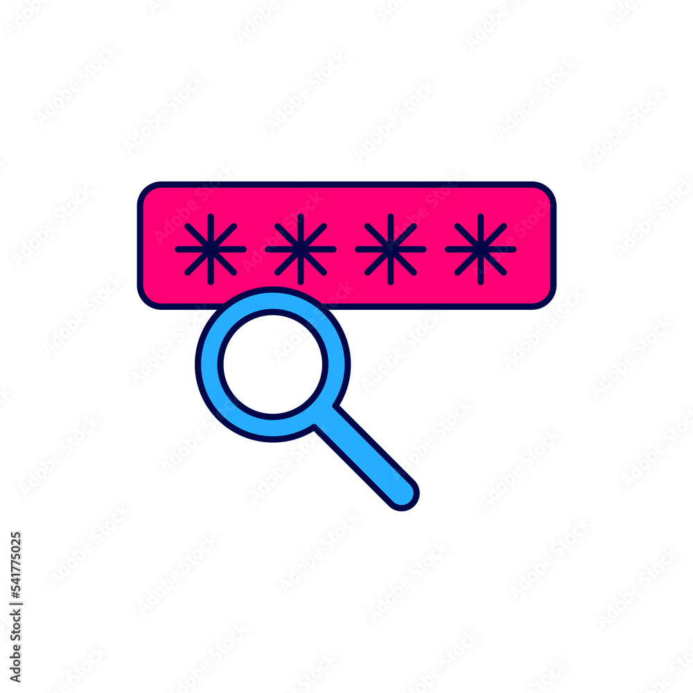 Filled outline Password protection and safety access icon isolated on white background. Security, safety, protection, privacy concept. Vector Filled outline Password protection and safety access icon isolated on white background. Security, safety, protection, privacy concept. Vector