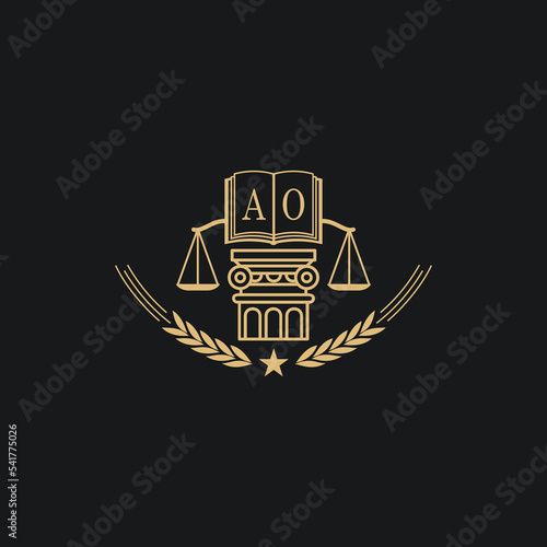 Initial AO  advocacy law or lawyer vector icon stock illustration