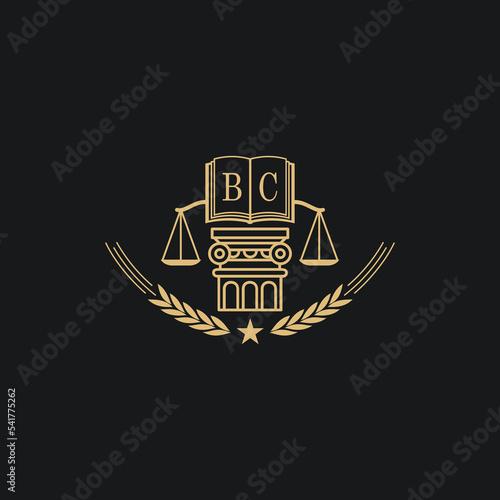 Initial BC  advocacy law or lawyer vector icon stock illustration