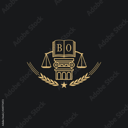 Initial BO  advocacy law or lawyer vector icon stock illustration