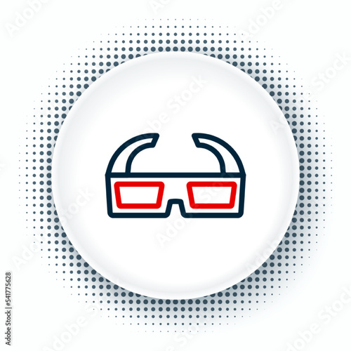 Line 3D cinema glasses icon isolated on white background. Colorful outline concept. Vector