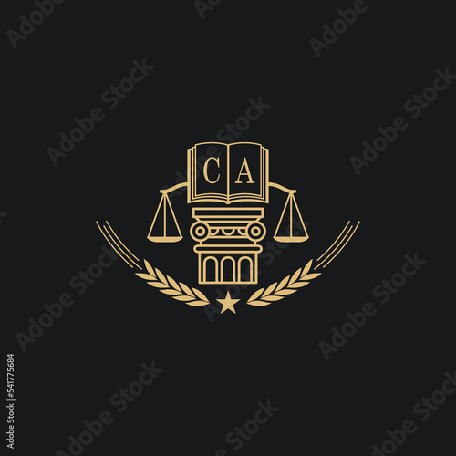 Initial CA  advocacy law or lawyer vector icon stock illustration
