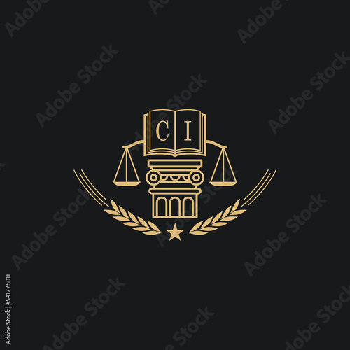 Initial CI  advocacy law or lawyer vector icon stock illustration