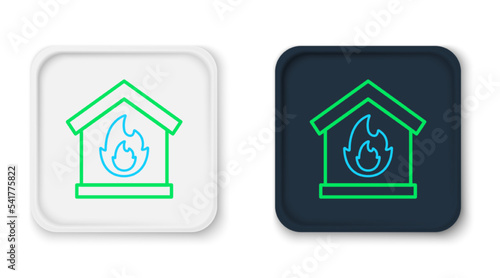 Line Fire in burning house icon isolated on white background. Colorful outline concept. Vector